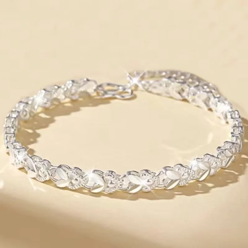 Charms 925 Sterling Silver Chain Bracelet Elegant Cute Rabbits Design For Women Men Lady, Perfect For Daily Outfits And Party