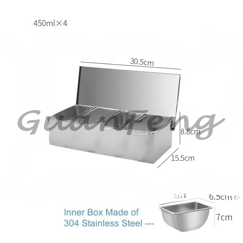 304 stainless steel kitchen countertop pizza topping container