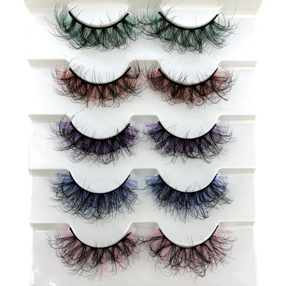 20 pairs colored lashes makeup for women color eyelashes lash extension supplies makeup products beauty d curl strip lashes bulk