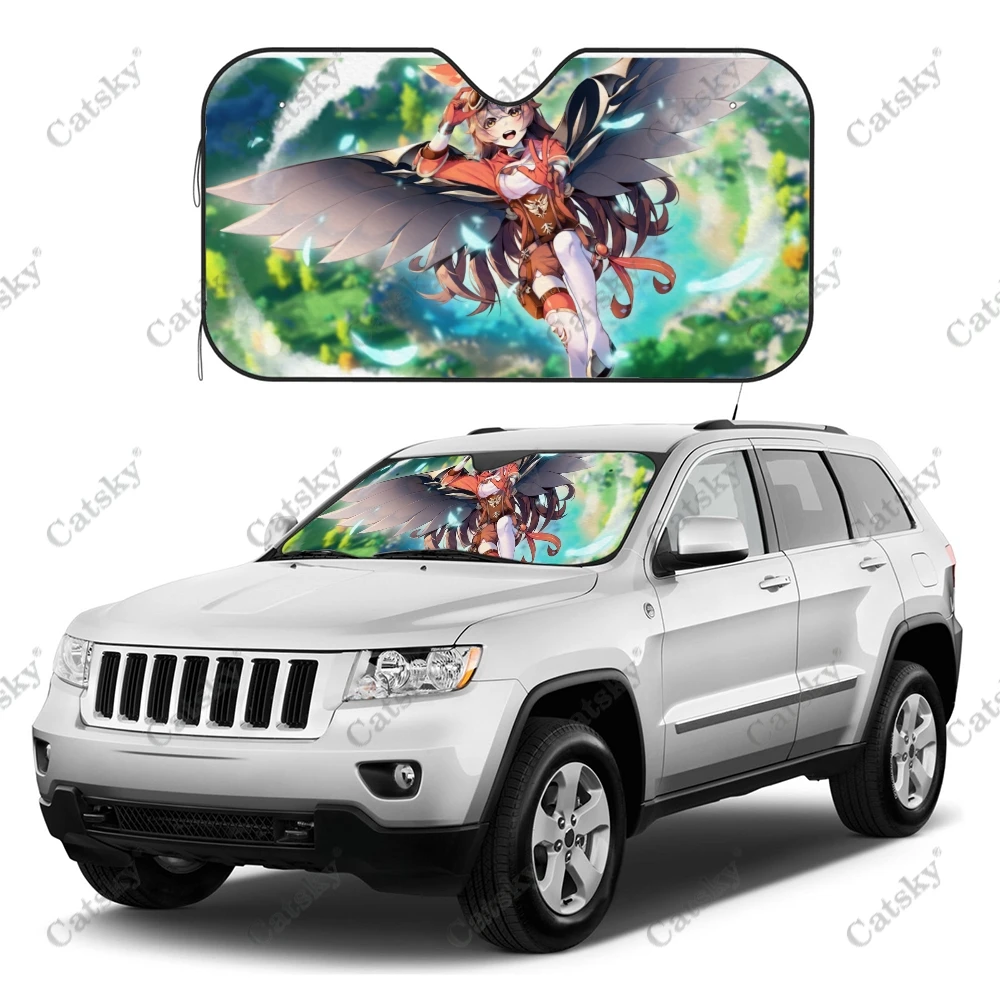 

Genshin ударопрочный Янтарный автомобильный солнцезащитный козырек Защита от УФ-лучей аксессуары для интерьера складной солнцезащитный козырек с узором