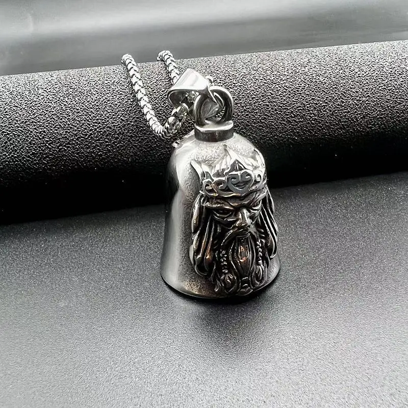 Retro punk hip-hop lucky motorcycle, Nordic gods king Odin bell necklace, versatile trendy accessories