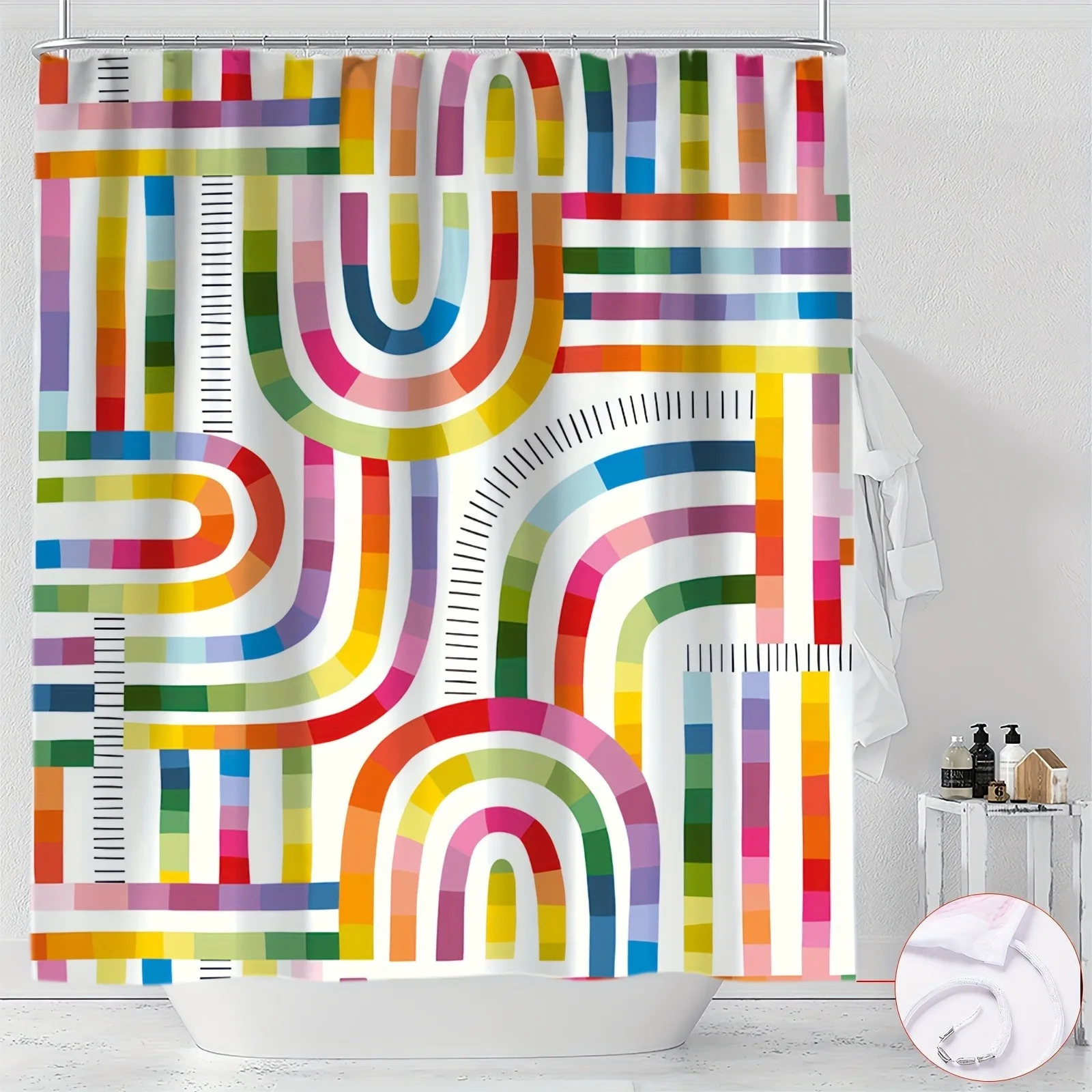 

Artistic geometric patterns Shower Curtain Washable Dirt-Resistant Shower Head waterproof Polyester Bath Curtain For Home Decor