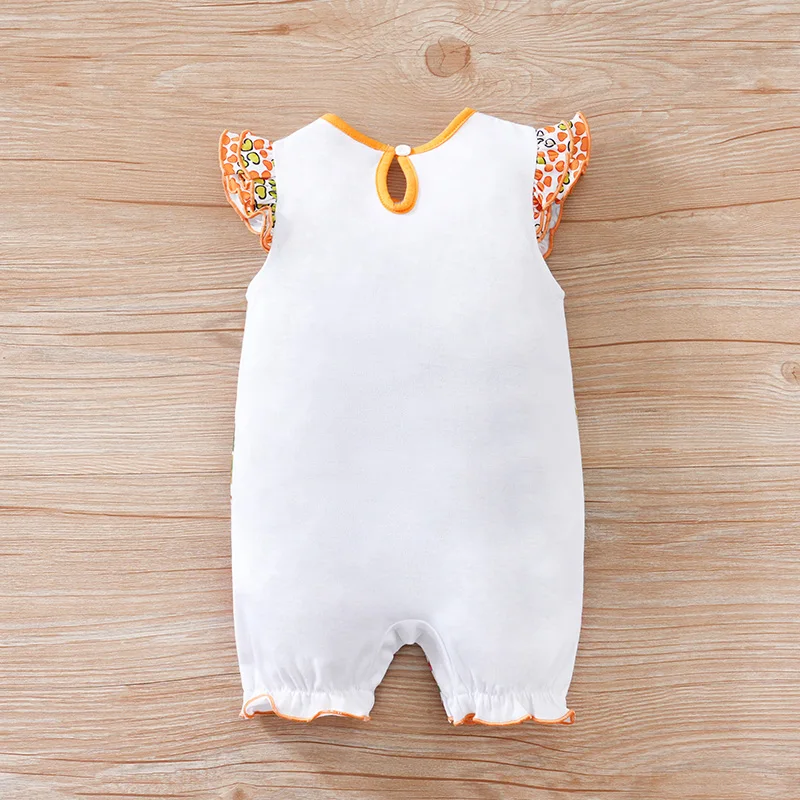 Newborn Clothing Cute Cartoon Elf Deer Print Comfortable And Soft Summer Boys And Girls 0-18 Flying Sleeve Baby Jumpsuit