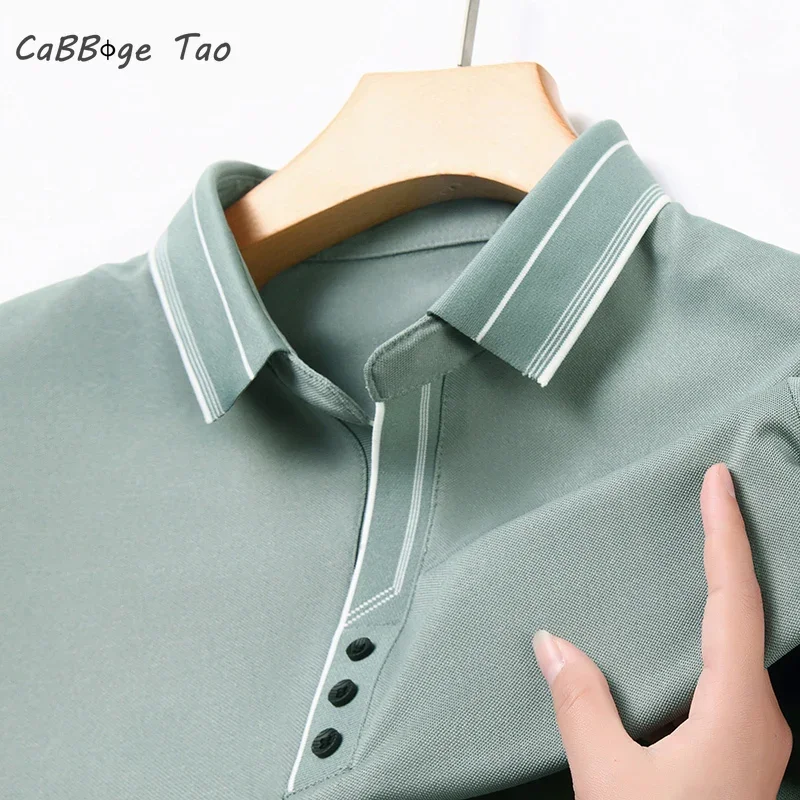 Summer New Men\'s Polo Collar Color Block T-shirt Casual Slim Fit Breathable Comfortable and Refreshing Short Sleeved Top