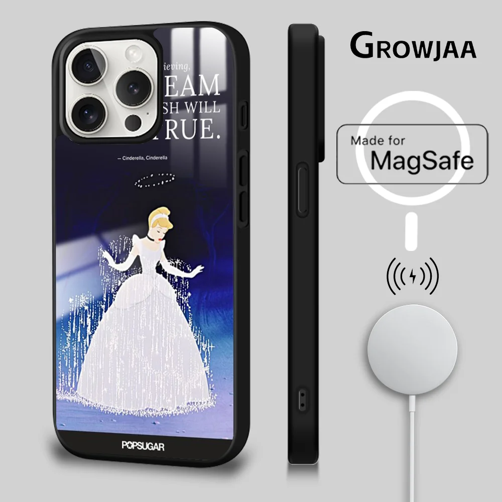  Cinderella Phone Case For iPhone 15 14 13 12 11 Pro Max Plus Mini Mirror Magnetic Funda Magnetic Phone Case Magsafe Case