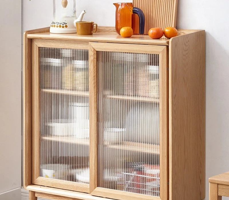 All solid wood Nordic dining side cabinet, modern and simple, kitchen locker, small apartment ultra-thin wine cabinet