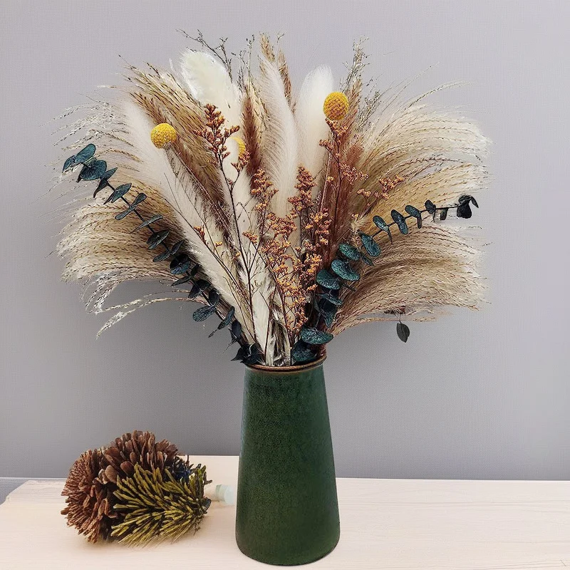 

Натуральная сушеная пампасная трава, тростниковый букет в богемном стиле, сушеные цветы фрагмита для свадебных центральных элементов, цветочная композиция