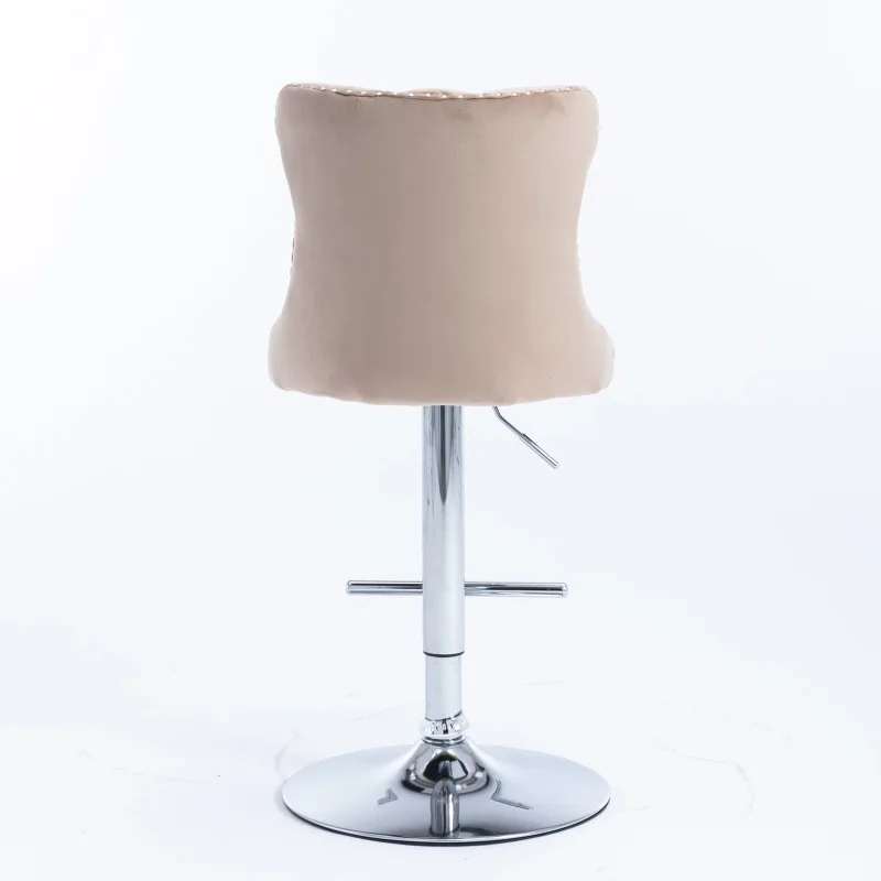 Swivel Velvet Barstools Adjusatble Seat Height From 25-33 Inch Modern Upholstered Chrome Base Bar Stools With Backs Comfortable