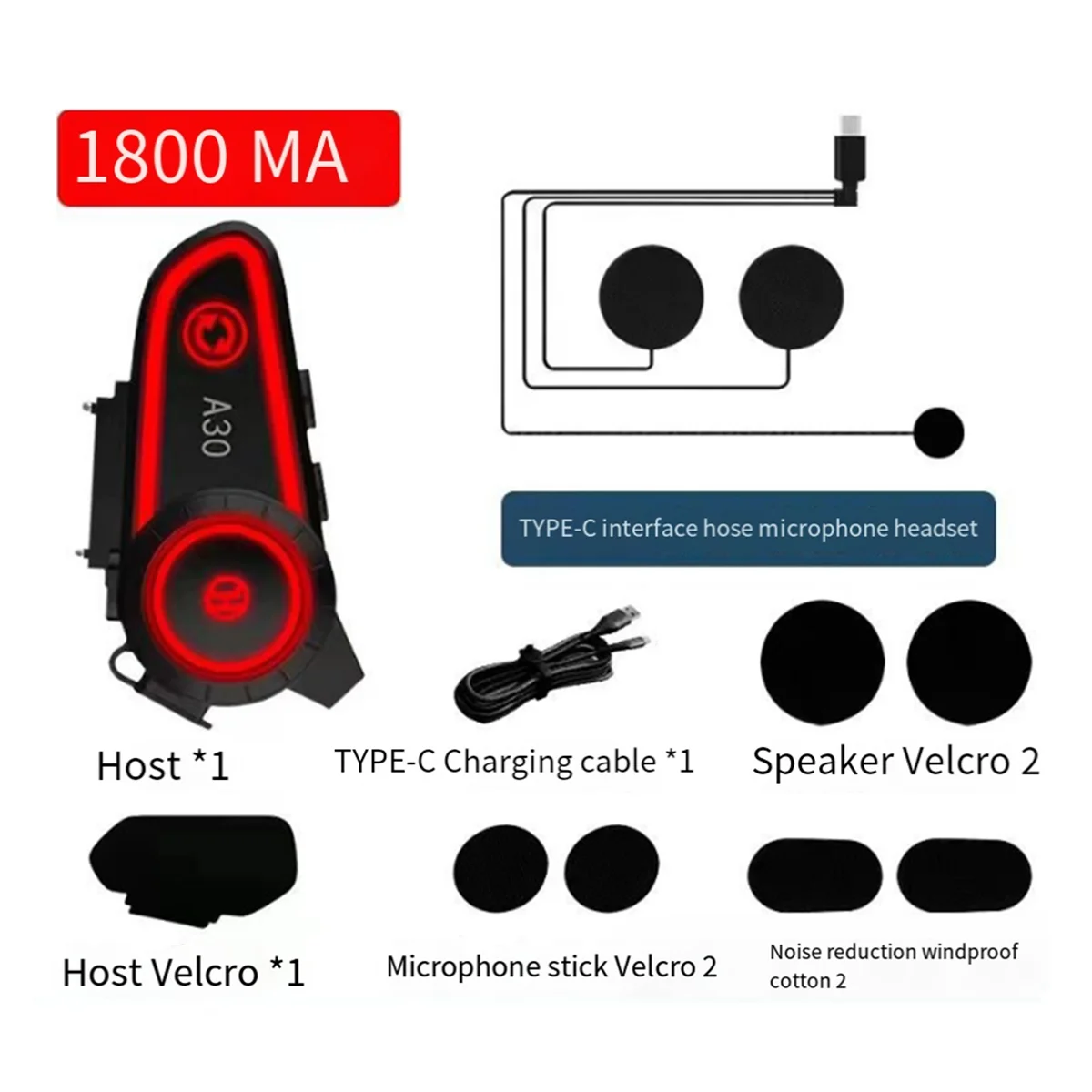 Motorcycle Helmet Headset Bluetooth Intercom Wireless Earphone Stereo with Mic Noise Reduction Headphone