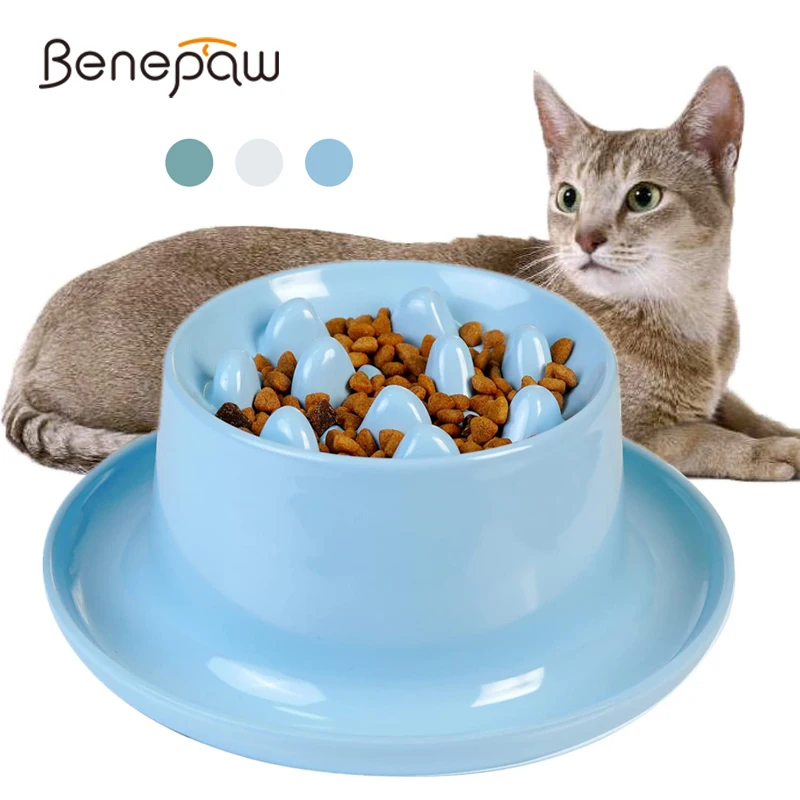 Benepaw Raised Cat Bowl Non-slip No Mess Durable Pet Slow Feeder For Kitten Puppy Small Dog Prevents Obesity Improves Digestion