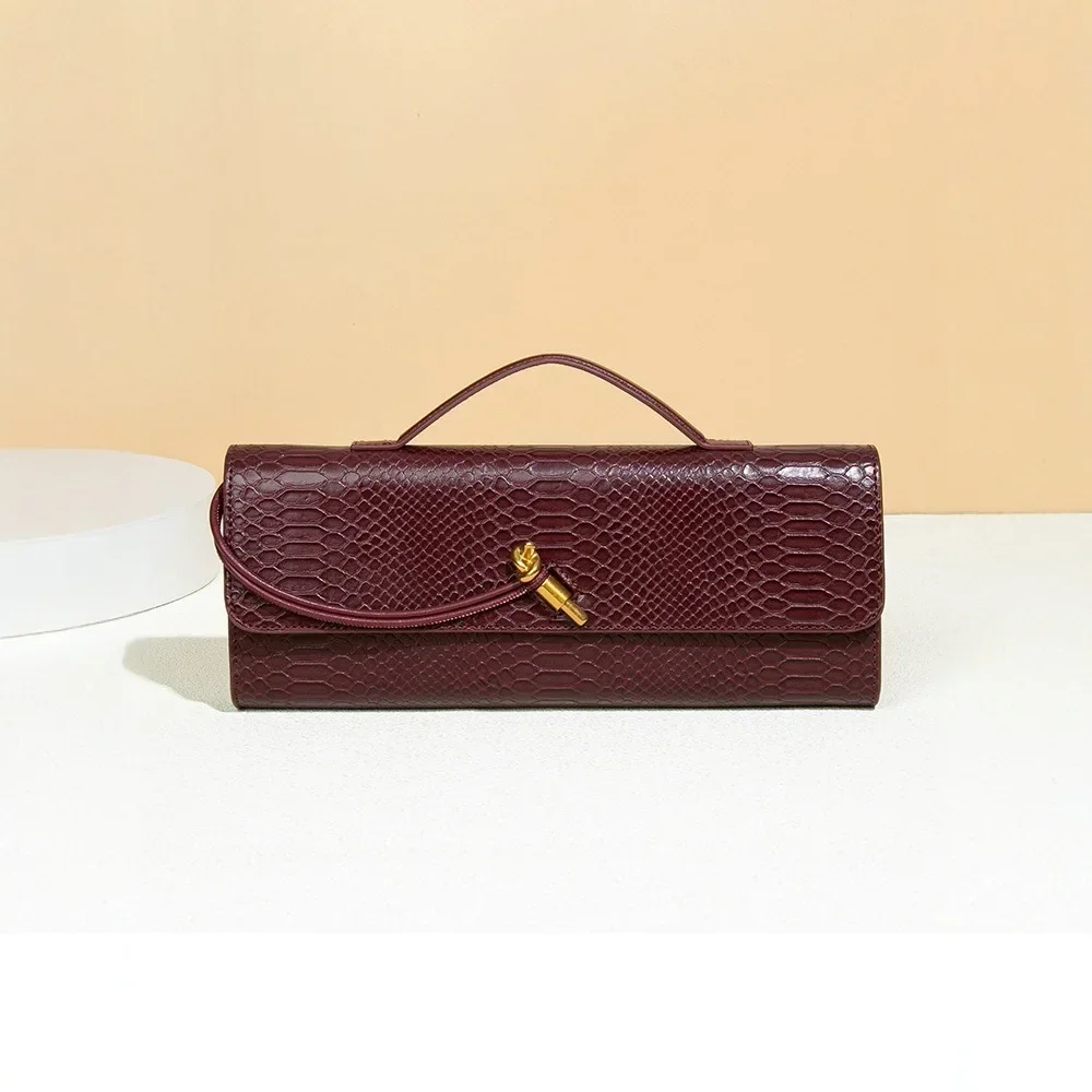 Elegant Women's Crocodile Pattern Clutch Shoulder Bag Fashionable Accordion Design Evening Bag Handbag Single Strap Crossbody