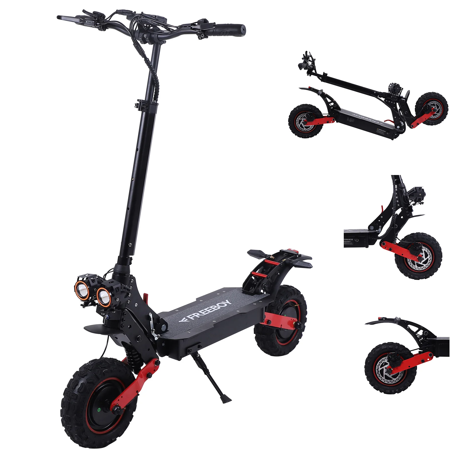 

Электросамокат FREEBOY Off Road для взрослых, два двигателя 1200 Вт*2, скорость 37 миль/ч, запас хода 34 мили, складной электросамокат