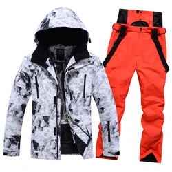 2022 New Ski Suit for Men Winter Windproof Waterproof Thick Warm Skiing Jacket and Snow Pants Set Outdoor Male Snowboard Wear