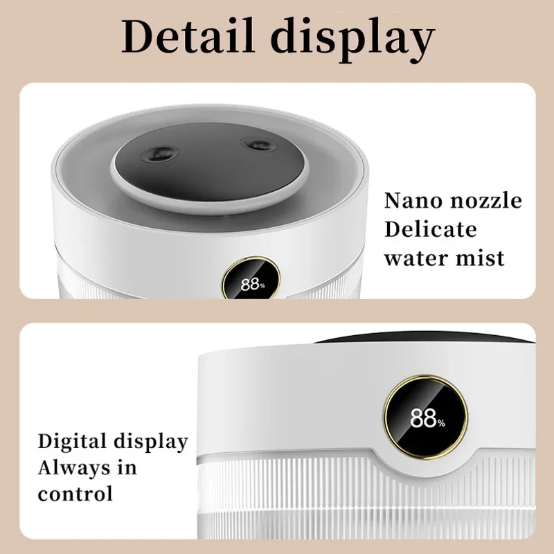 Xiaomi 2L سعة كبيرة ثقب مزدوج نانو ميست المرطب خزان كبير للغاية 7 ألوان ضوء الليل شاشة ديجيتال ذكية للمنزل والسيارة #1