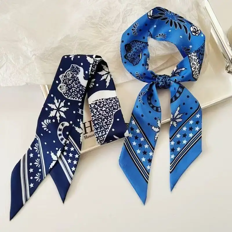 5*90 سنتيمتر الأوروبية والأمريكية الكلاسيكية ليوبارد طباعة حك وشاح حريري جديد قميص وشاح متعدد الوظائف التعادل الشعر التعادل حقيبة غاسل