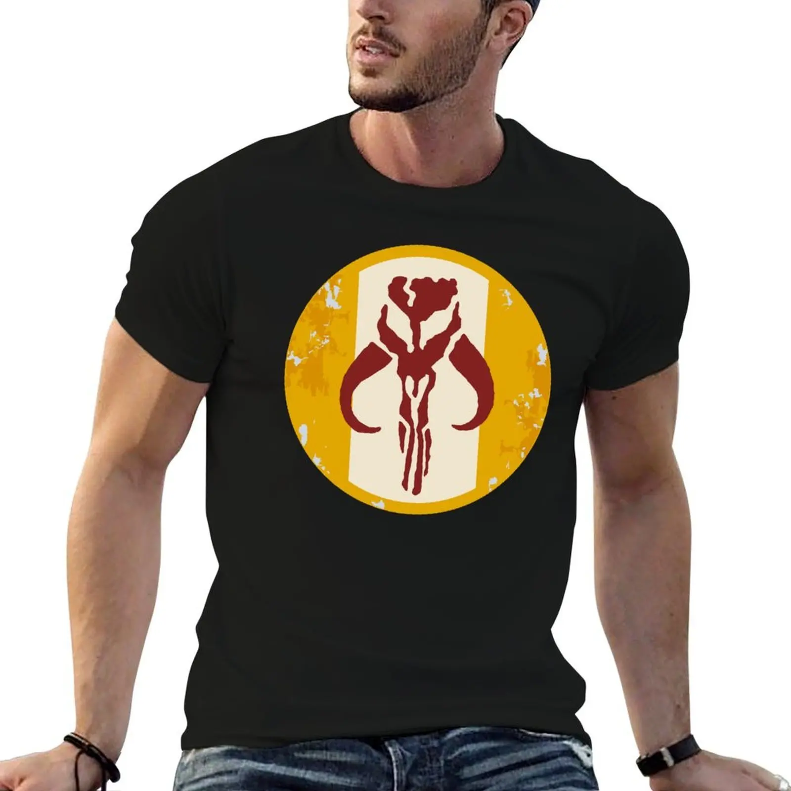 

t t Mando custom Patch cotton T-Shirt Round t Mythosaur man shirt shirt shirts oversize anime Shoulder print