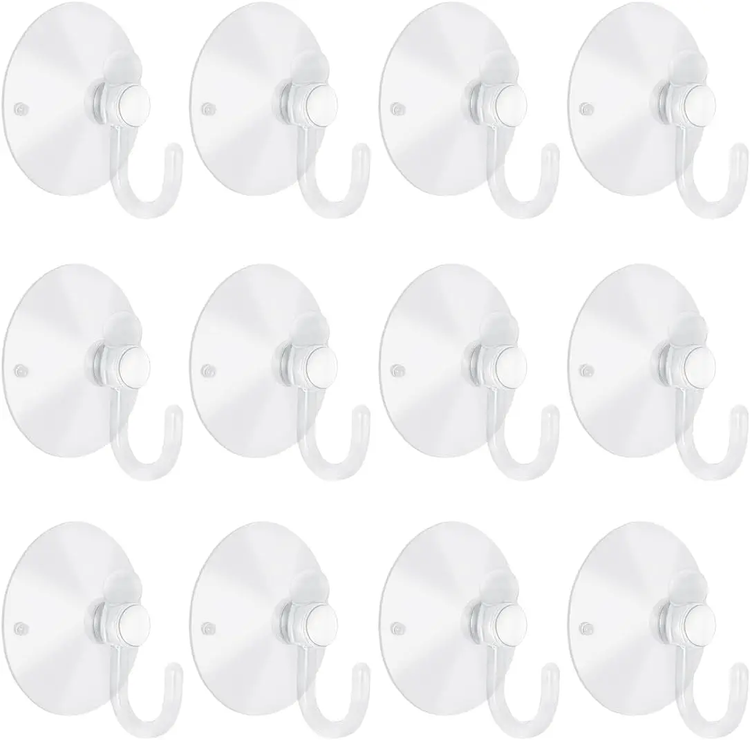 

200 Pieces Small Suction Cups with Hooks 1.2 inch Clear Plastic Sucker Hooks for Glass Window Wall Festivals Parties Theme Carni