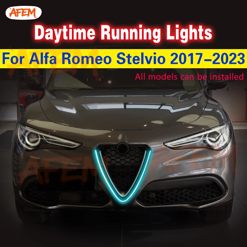 Auto blinkt 1Pcs Auto LED DRL Tagfahrlicht Für Alfa Romeo Stelvio 2017-2023 Universal Flexible dekorative Licht Streifen