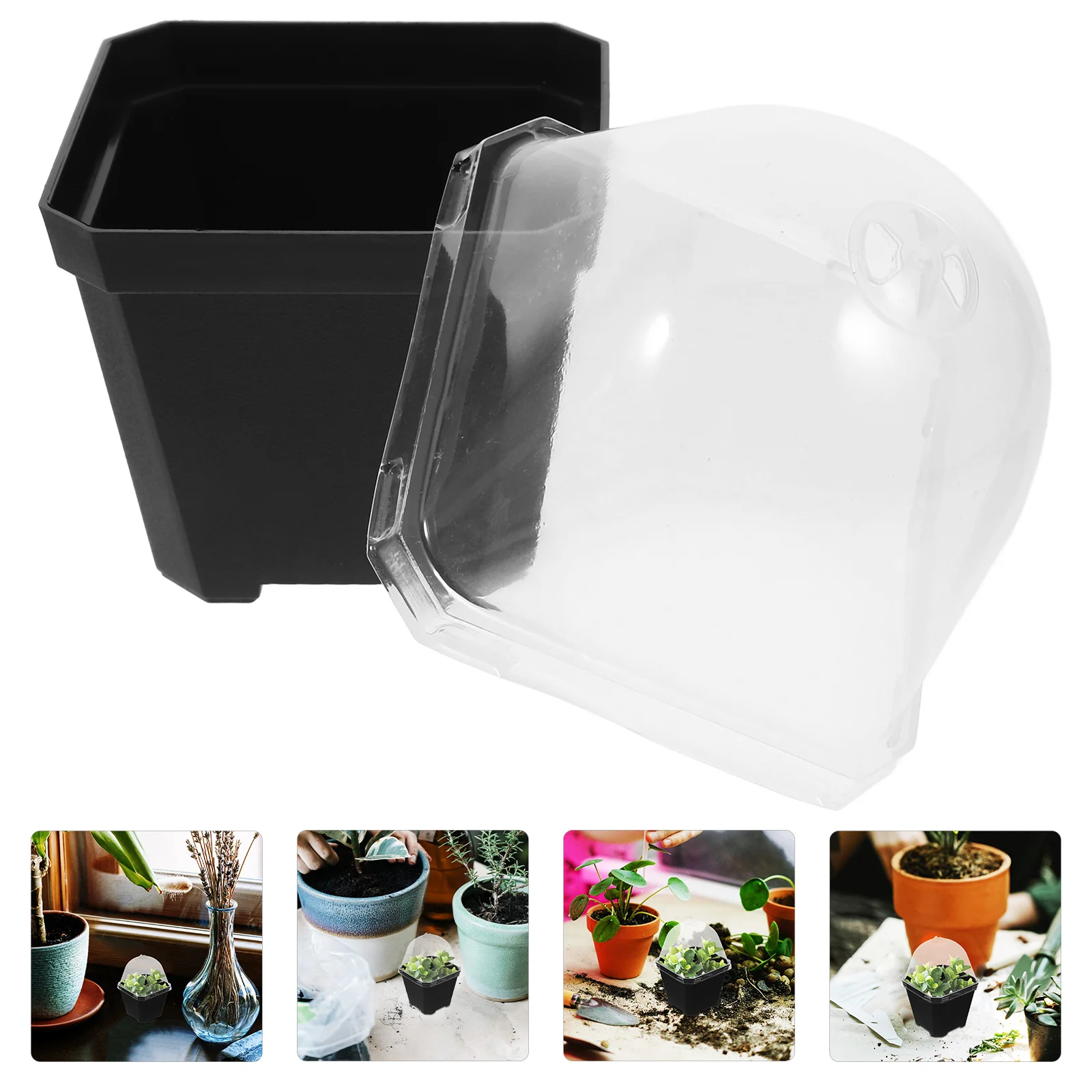 

3 set Large Thickened Nursery Pots With Transparent Humidity Dome Adjustable Vent For Succulents Herbs Indoor Plant Growing