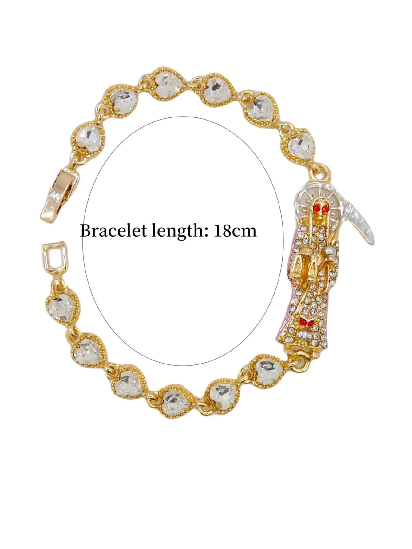 여성 도금 14K 골드 세인트 주드 세인트 머스 상감 지르콘 하트 팔찌 로맨틱 연인 보석 선물