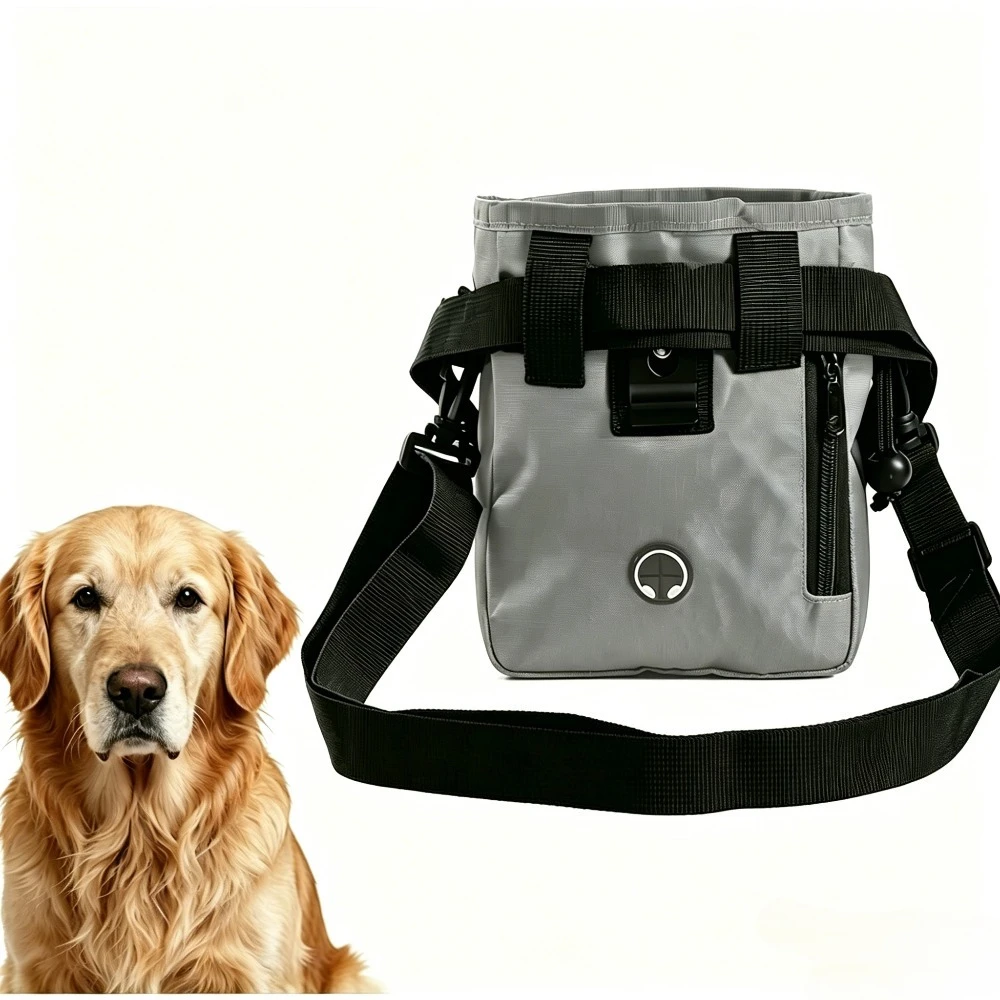 Pets First Dog Treat Training Pouch - Treat Bag for Kibble, Food, Toys, Accessories with Built-in Poop Bag Dispenser - Holder
