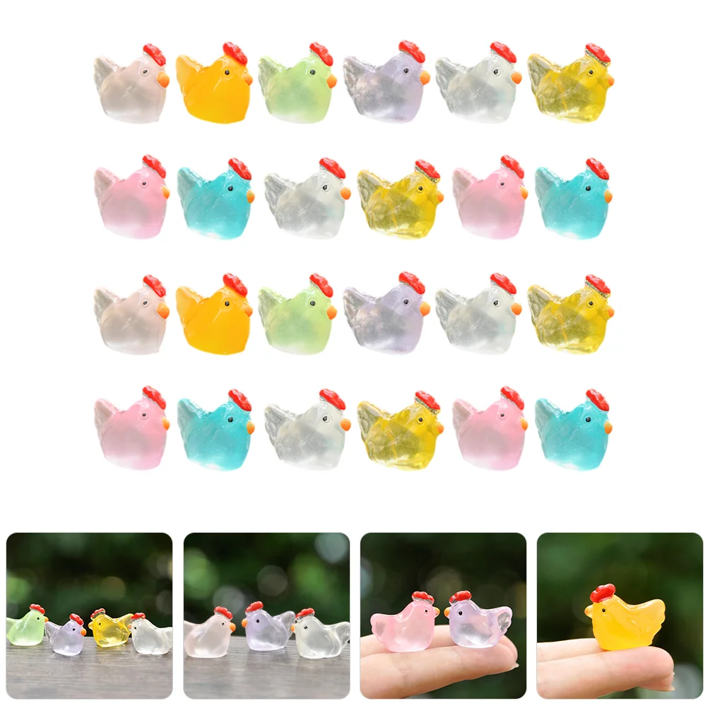 24 Pcs Miniature Chick Figurines Small Animal Statue Miniatures Adorn Resin Craft Chicken