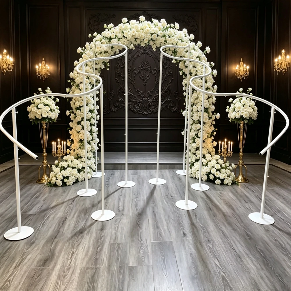 Wave Shape Metal Iron Arch Stand Luxury Backdrop Frame Wedding Party Photo Booth Background Decoration Props for Outdoor Event