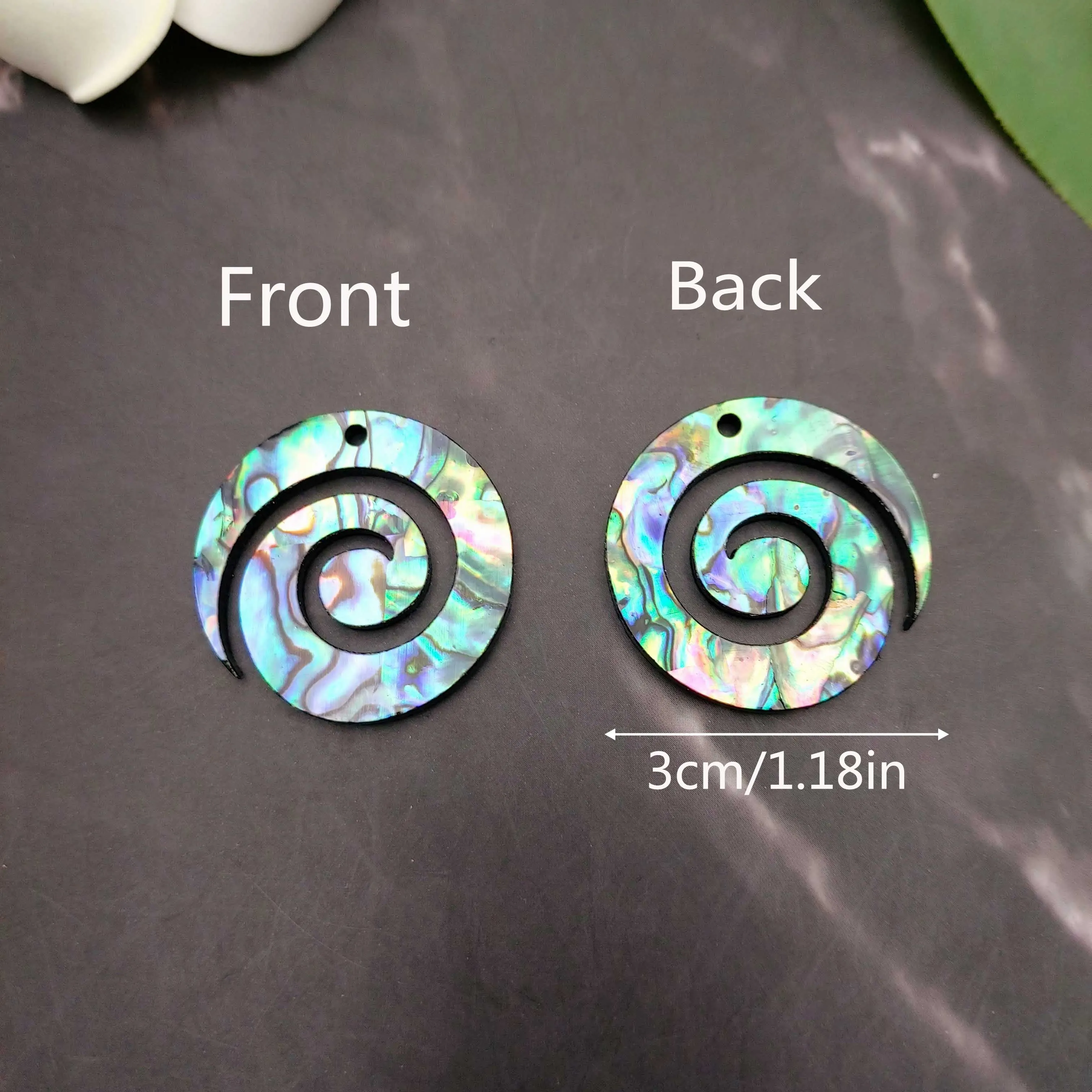 4 قطعة 1.18 "أذن البحر شل الخرز المسطح سحر هاواي بولينيزيا القبلية تصميم قلادة للمجوهرات DIY بها بنفسك #6