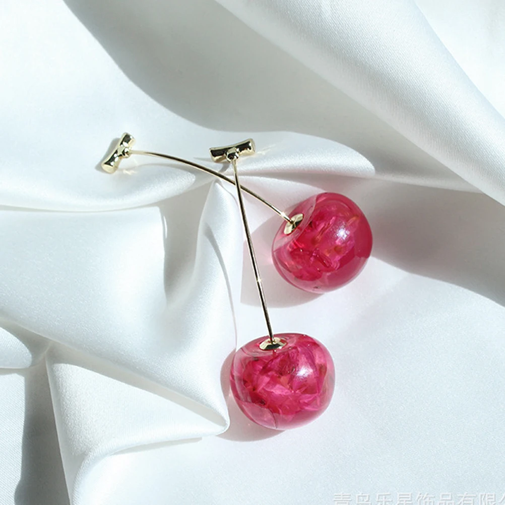

Dangle Women Girls Elegant Skin-Friendly Long Lasting Jewelry Party Gift Ear Studs For Teens Daily Wear Cherry Earrings Durable