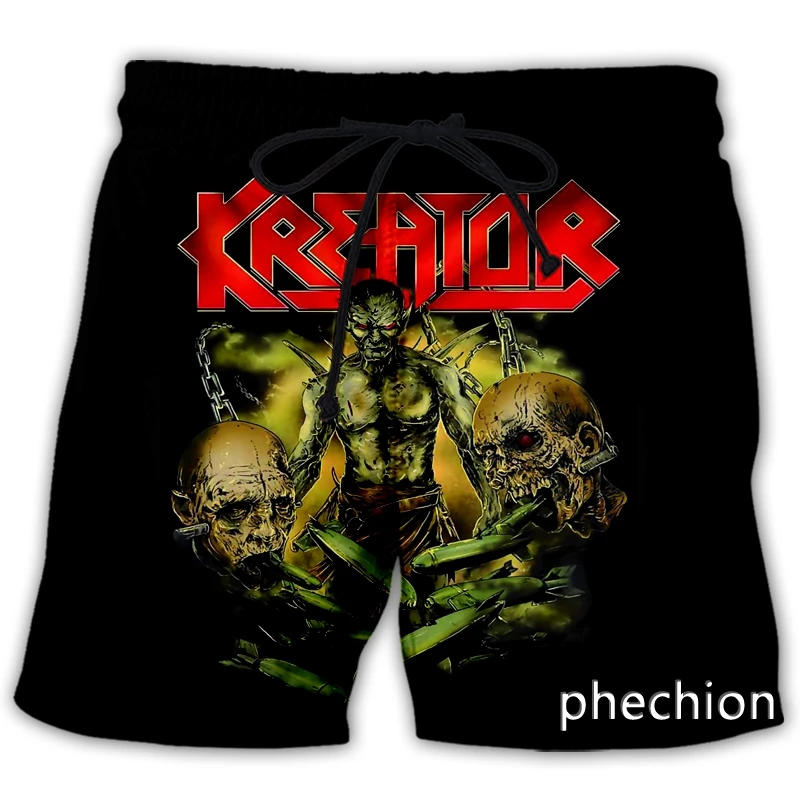 phechion New Fashion Men/Women Kreator 3D Print Casual Shorts Novelty Streetwear Men Loose Sporting Shorts L175