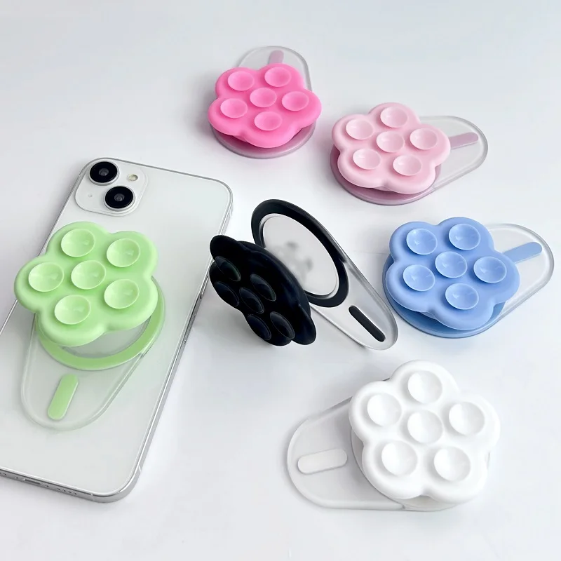 Magnetic Phone Stand For iPhone 15 14 13 12 Expanding  Flower Oval Clear Stand Grip Socket Finger Ring Holder Phone Accessories