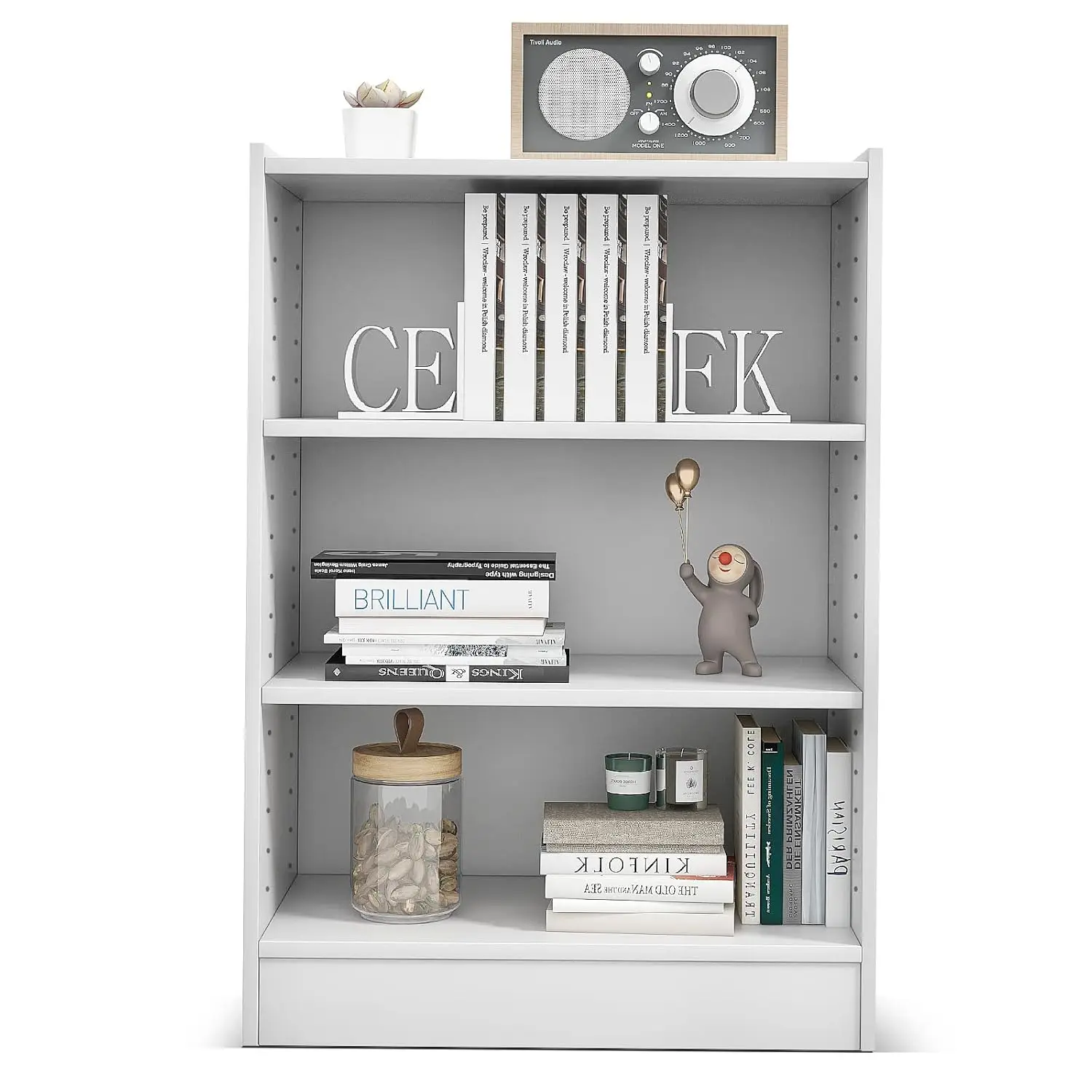 

3-Tier Bookshelf, Modern 3 Cube Bookcase With Adjustable Shelves, Anti-Tipping Device, Freestanding Open, Customized