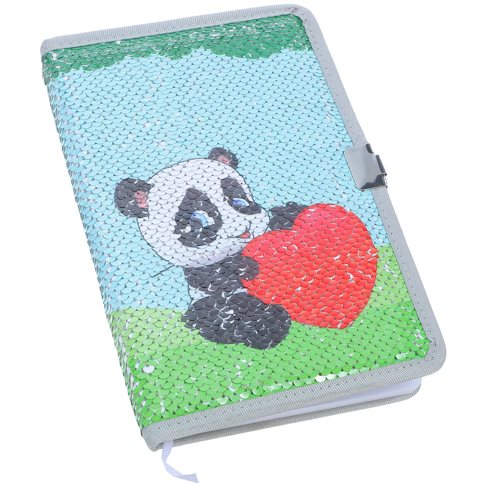 A5 Reversible Sequin Panda Notebook Lined Diary with Lock and Key for Kids Girls School Writing Travel Journal Cute Animal