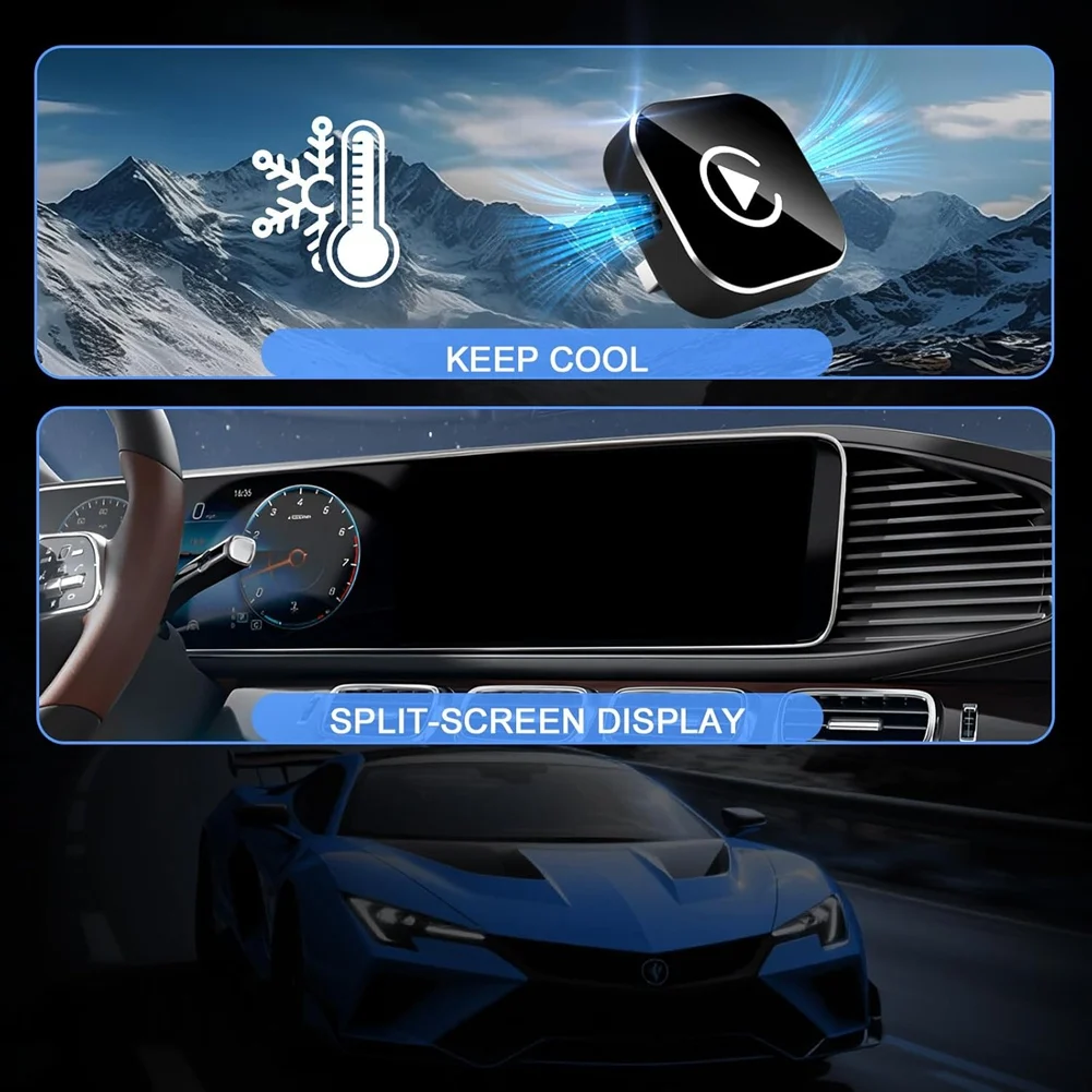 Wireless CarPlay & Android Auto Adapter, Mini USB Wired Convert Wireless Dongle with Type-C Extension
