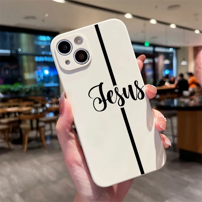 Christian Religious Faith Jesus Phone Case for iPhone 16 15 13 14 12 11 Pro Max Mini 7 8 Plus SE Soft White Silicon Cover Skin