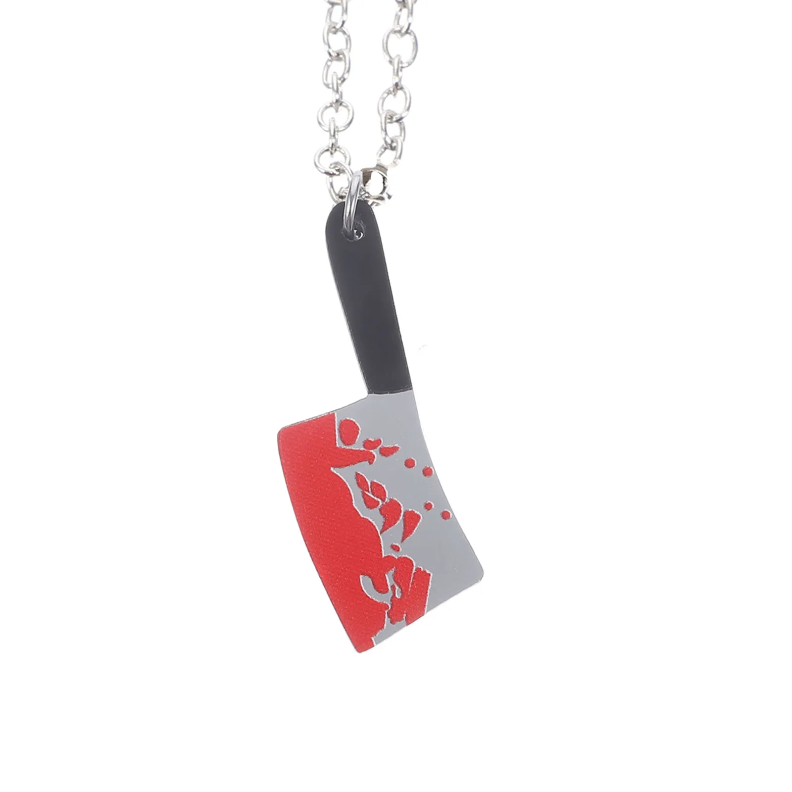 

Halloween Cutter Necklace Metal Gothic Pendant Chain Stylish Men'S Neck Jewelry Clavicle Accessory Bloody Design Fashionable