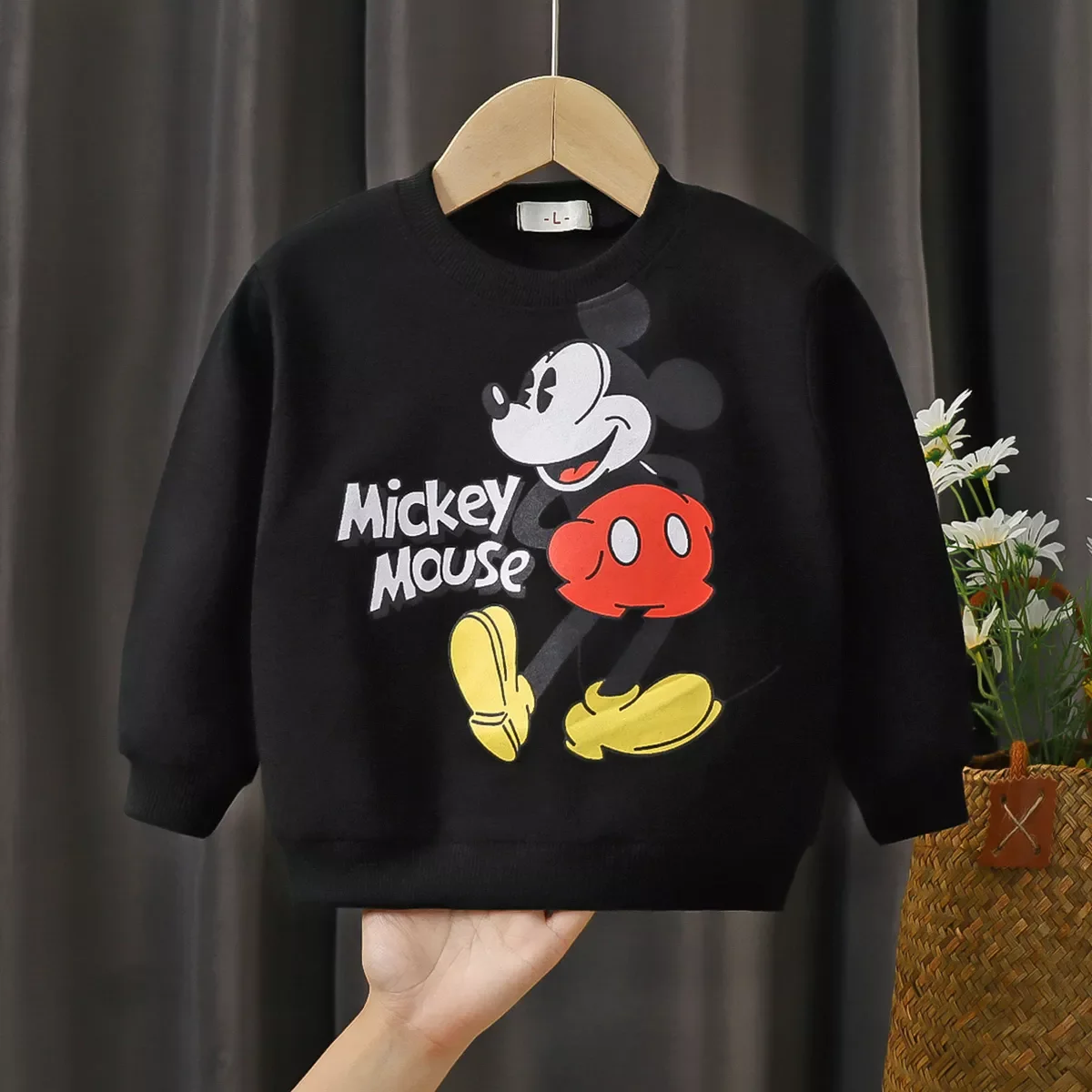 Casual Trendy Hoodies Teen Girls Crew Neck Pullover Shirt Simple Versatile Tops Cotton Printed Sweatshirts Disney Brand Clothing