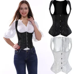 Underbust Corset for Women Sexy Shoulder Strap Bustier Top Vest Plus Size Black White