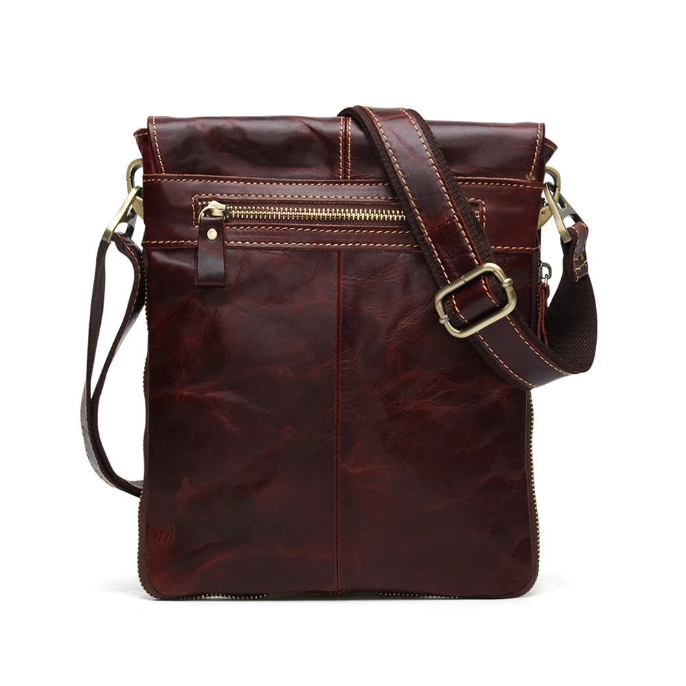 Genuine leather men's bag casual and fashionable male shoulder bag crossbody bag retro vertical small shoulder bag