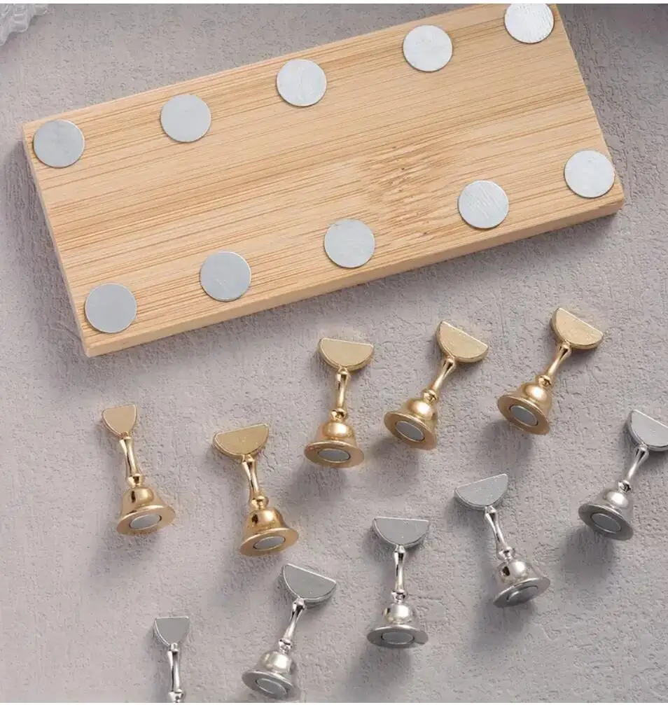 10st magnetische goud zilver acryl nail art displaystandaard beginnersvriendelijke nagelhouder voor praktijk en salon decor kit accessoire