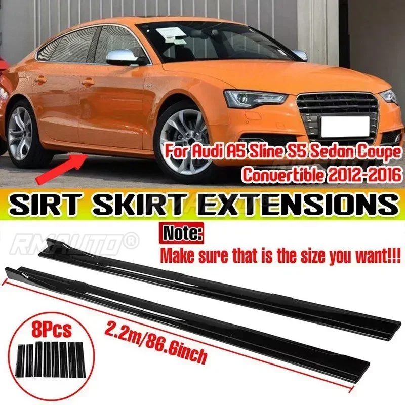 

2.2m Side Skirts Extension Bumper Rocker Splitters Diffuser Winglet Wings For Audi A5 Sline S5 Sedan Coupe Convertible 2012-2016