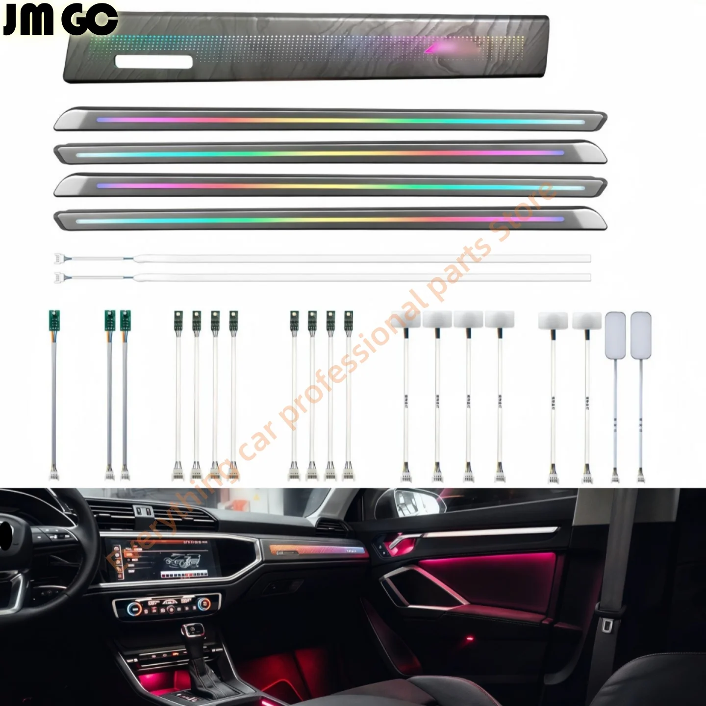 Car Ambient light for Audi Q3 LED Door light guide panel Interior Atmosphere modification 64/30 colors control