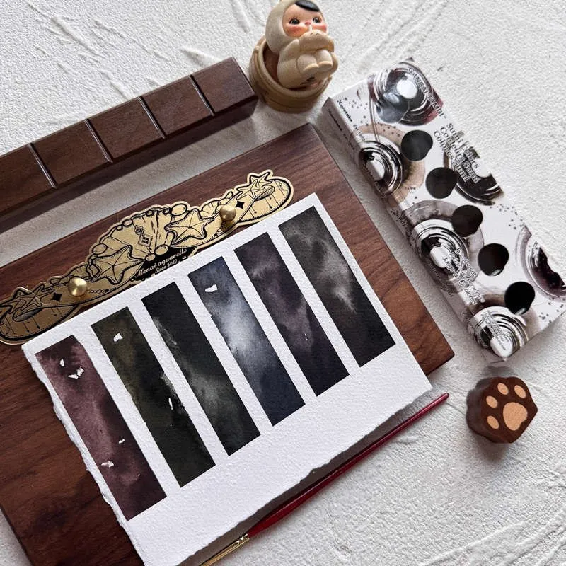 

Kuretake профессиональный графитовый цветной однотонный набор акварельных красок, 6 цветов, акварельные краски для рисования, товары для рукоделия