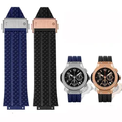 Correa de silicona para reloj HUBLOT BIG BANG para hombre, pulsera deportiva de goma, resistente al agua, color negro y azul, 25x19mm, 24x17mm