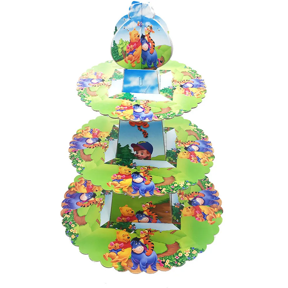 

Disney 1set/lot Winnie Pooh Theme Happy Birthday Party Cupcake Holder Cartoon Design Paperboard DIY Cake Stand