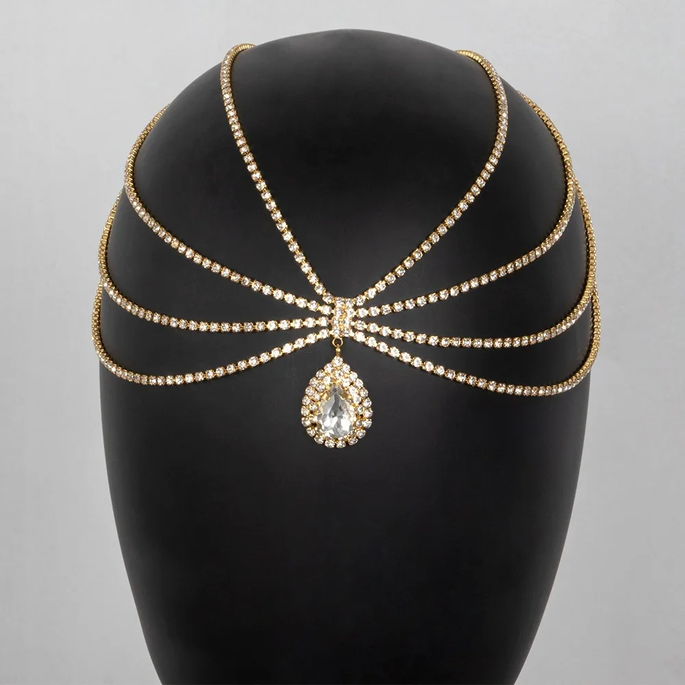 

Luxury Water Drop Rhinestone Head Chain Headwear Eyebrow Pendant Forehead Chain Bohemian Jewelry Boho Headband Women