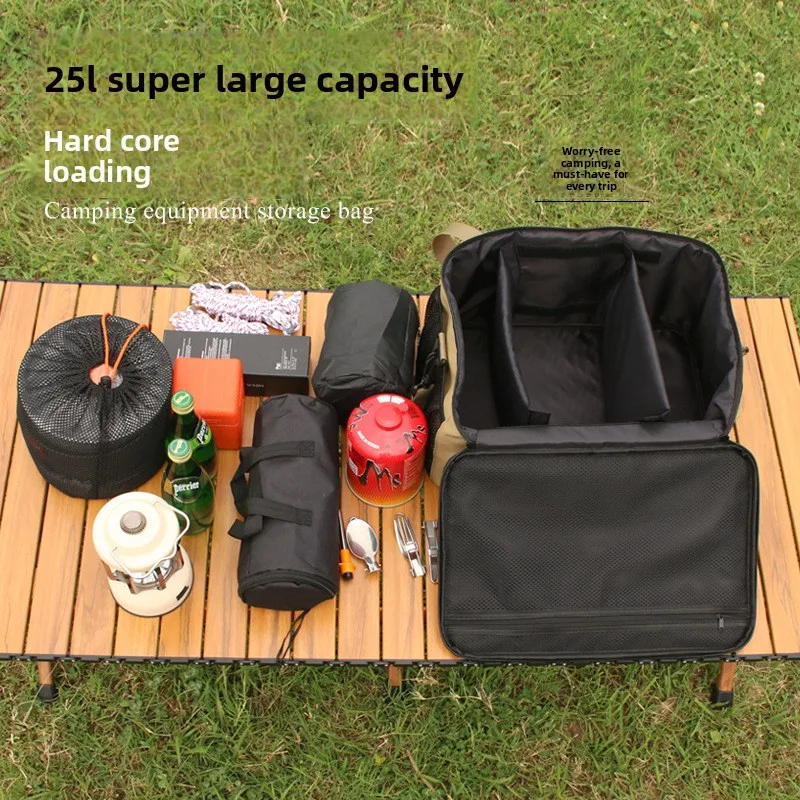 Outdoor camping equipment storage bag, picnic outdoor tool bag, miscellaneous items bag, large-capacity portable cookware storag