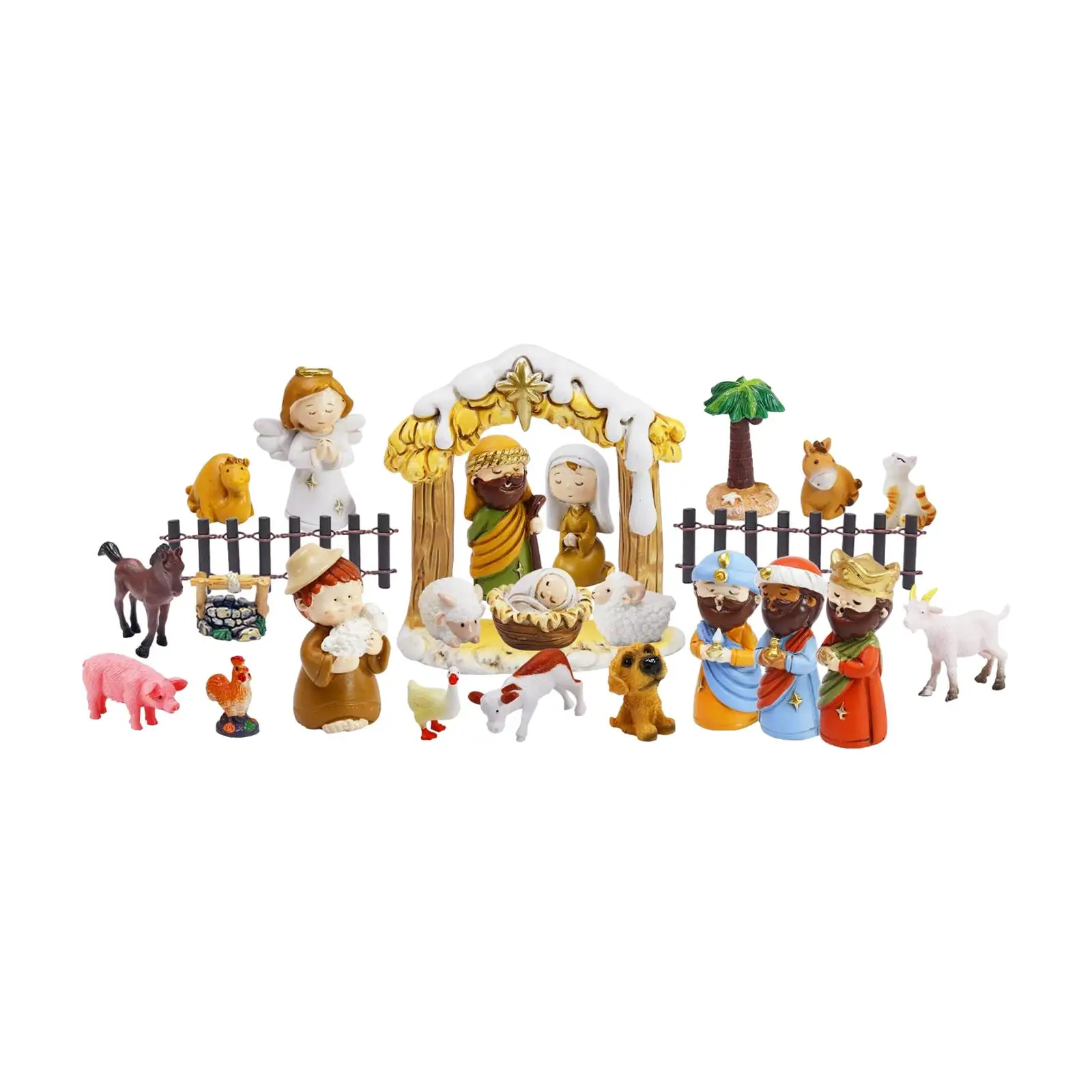 24 Pcs Christmas Nativity Scene Advent Calendar Set Indoor Toy Handmade Traditional Figurine for Kids Teens Boys Toddler Girls