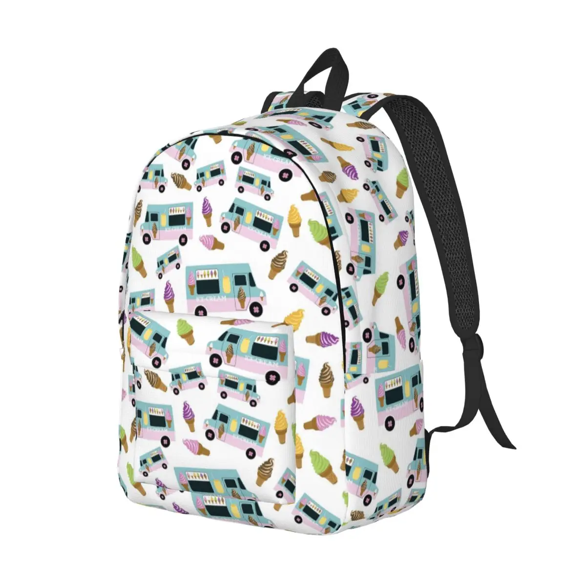 Retro Ice Cream Truck Pattern Backpack Student Boys Girls BookBag Children School Bag Laptop Shoulder Bags for Men Women