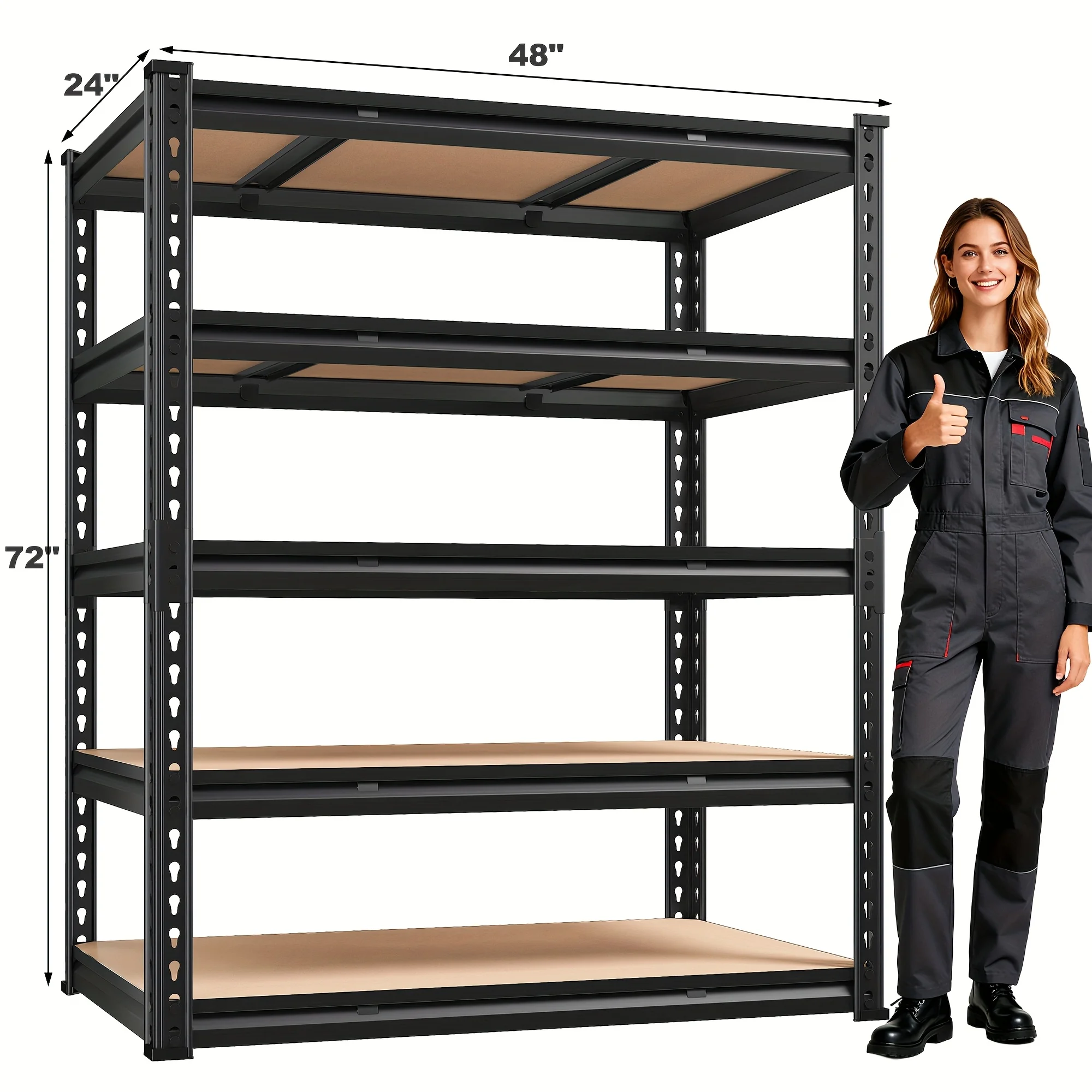 

3020LBS Garage Shelving Heavy Duty 48" W Storage Shelves 5 Tier Heavy Duty Shelving Adjustable Garage Shelves for Basement,